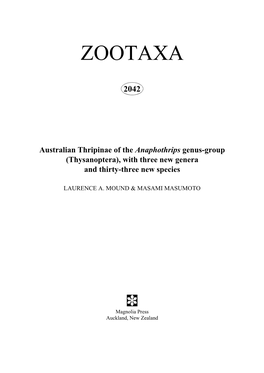 Zootaxa, Australian Thripinae of the Anaphothrips