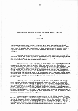 SOUTK Afftica's EXPANDING RELATIONS with LATIN AMERICA, 1966-1976 W David Fig