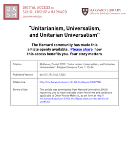 Unitarian Universalism for Religion Compass