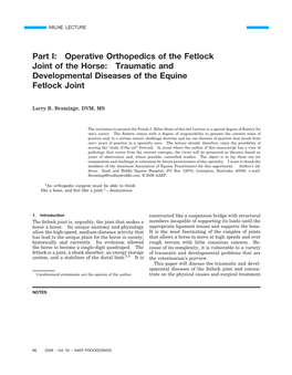 Operative Orthopedics of the Fetlock Joint of the Horse: Traumatic and Developmental Diseases of the Equine Fetlock Joint