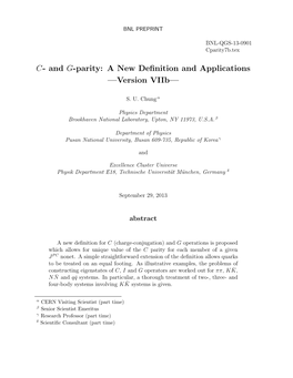 And G-Parity: a New Deﬁnition and Applications —Version Viib—