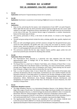 Shankar Ias Academy Test 18 - Geography - Full Test - Answer Key