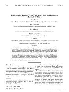 High-Resolution Hurricane Vector Winds from C-Band Dual-Polarization SAR Observations