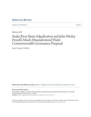Snake River Basin Adjudication and John Wesley Powell's Much-Misunderstood Water Commonwealth Governance Proposal