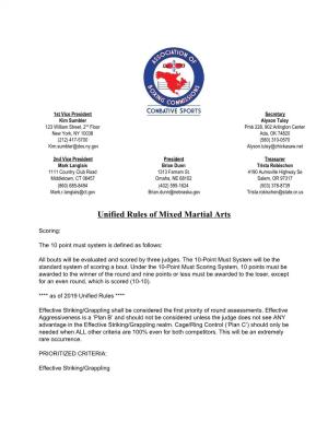 Unified Rules of Mixed Martial Arts