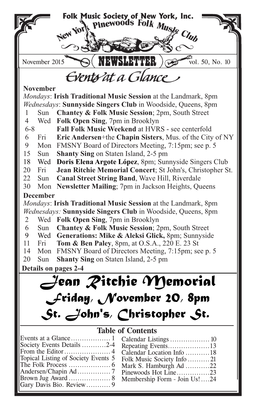 Jean Ritchie Memorial Concert; St John's, Christopher St