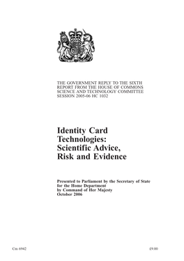 Identity Card Technologies: Scientific Advice, Risk and Evidence