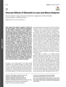 Vascular Effects of Obestatin in Lean and Obese Subjects