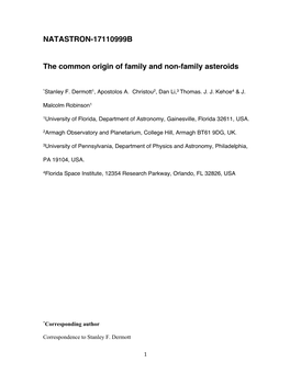 NATASTRON-17110999B the Common Origin of Family and Non