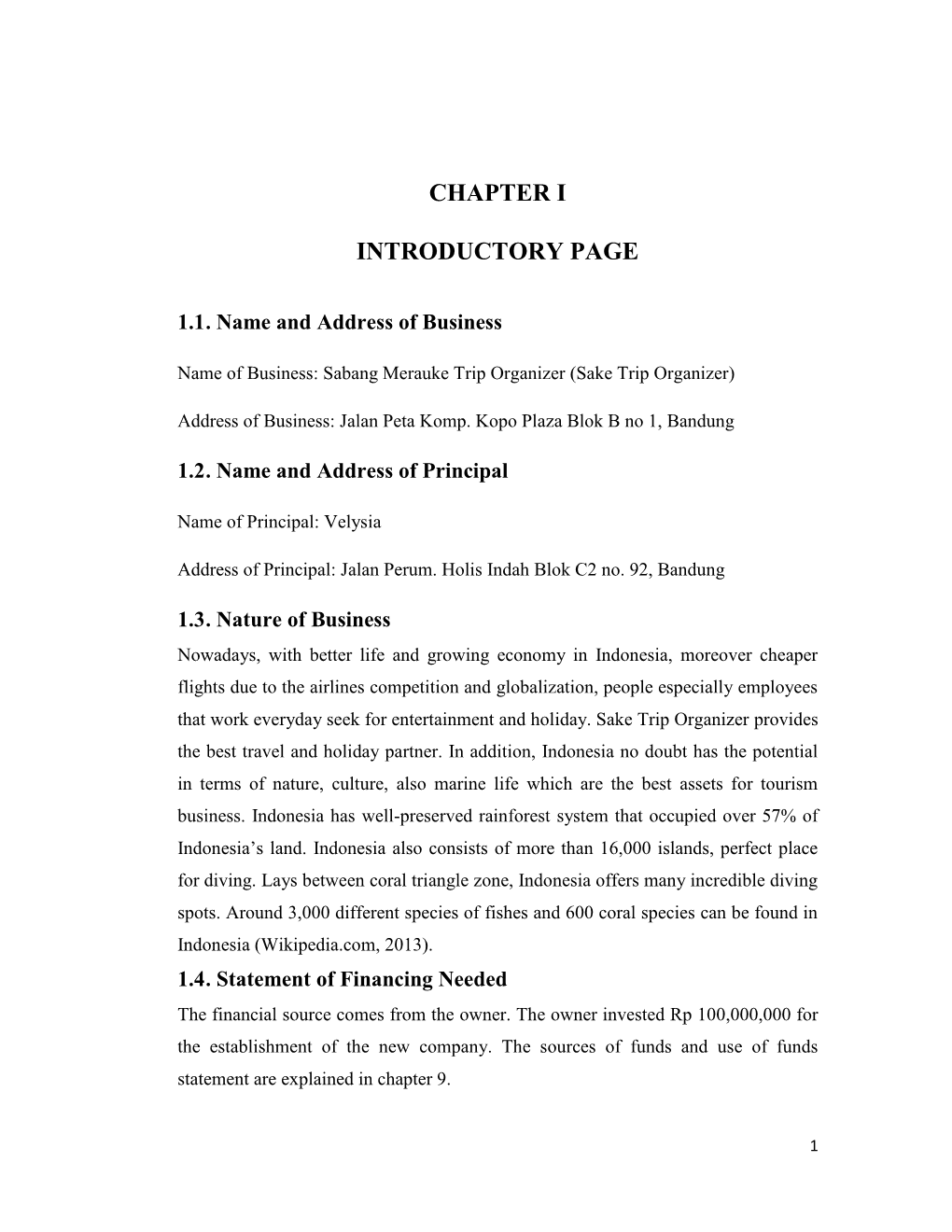 Chapter I Introductory Page