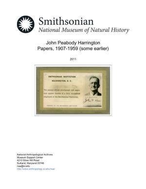 John P. Harrington Papers, 1907-1959 (Some Earlier)