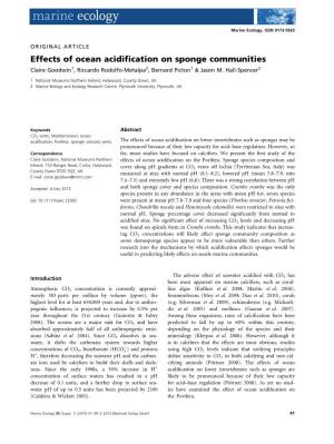 Effects of Ocean Acidification on Sponge Communities