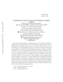 Conformal Anomaly for 2D and 4D Dilaton Coupled Spinors