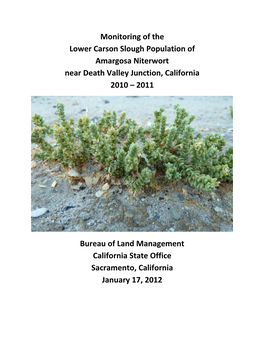Monitoring of the Lower Carson Slough Population of Amargosa Niterwort Near Death Valley Junction, California 2010 – 2011