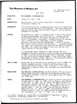 ROY Decarava: a RETROSPECTIVE DATES January 25 - May 7, 1996