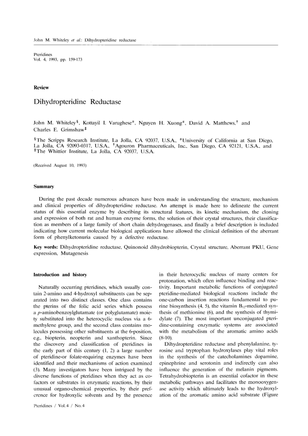 Dihydropteridine Reductase