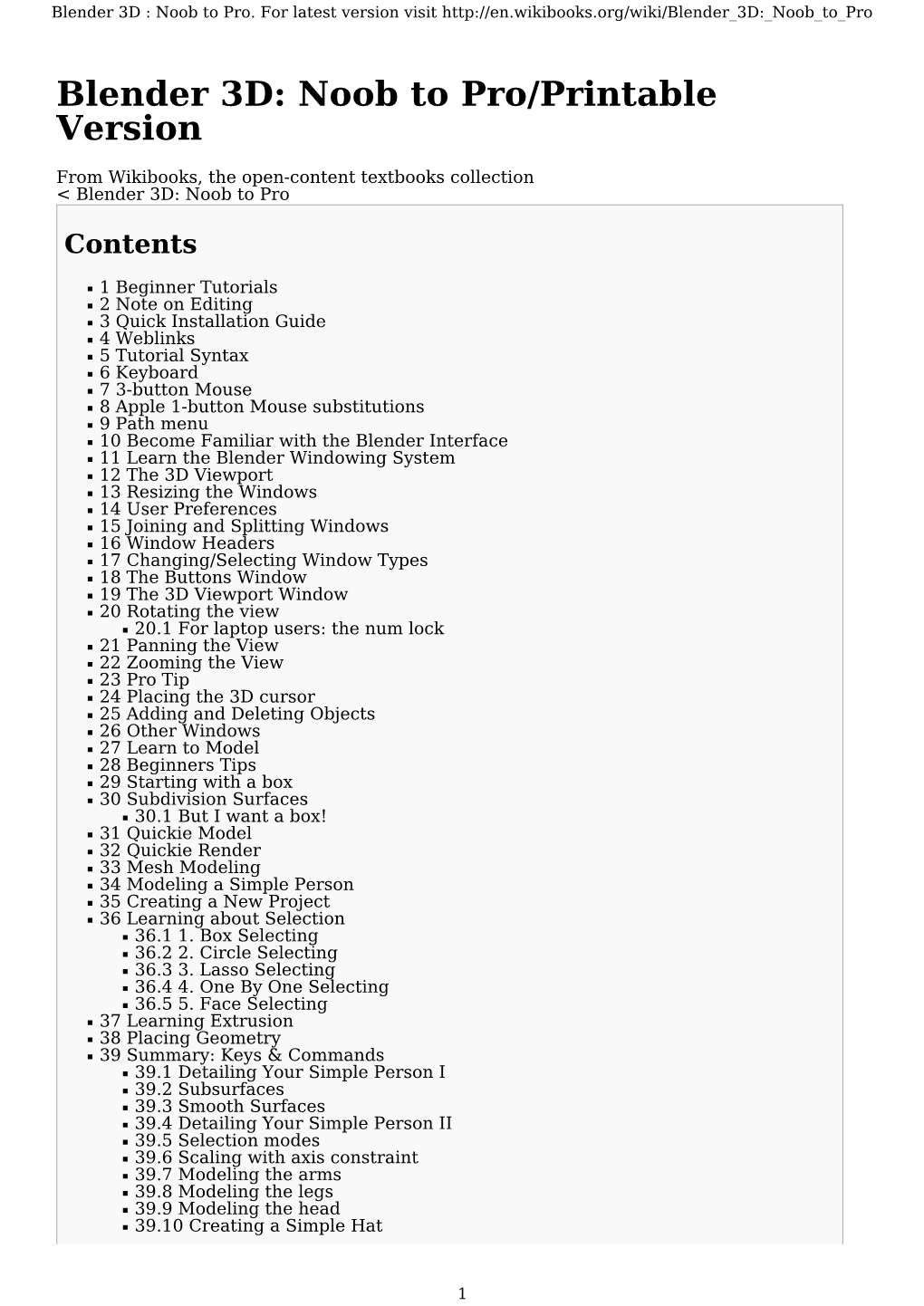 Blender 3D: Noob to Pro/Printable Version