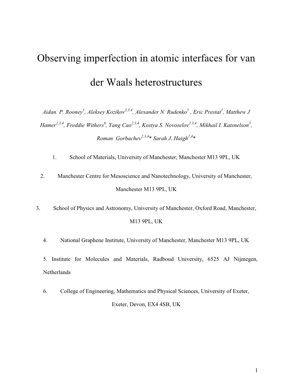 Observing Imperfection in Atomic Interfaces for Van Der Waals