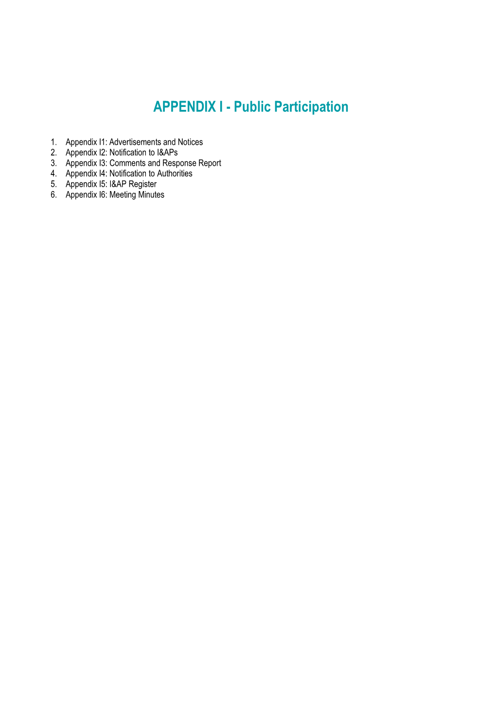 10 Appendix I: Public Participation