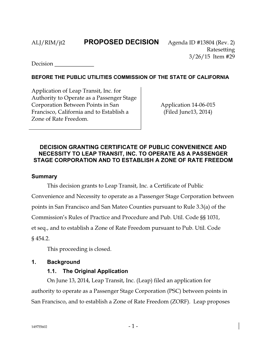 ALJ/RIM/Jt2 PROPOSED DECISION Agenda ID #13804 (Rev