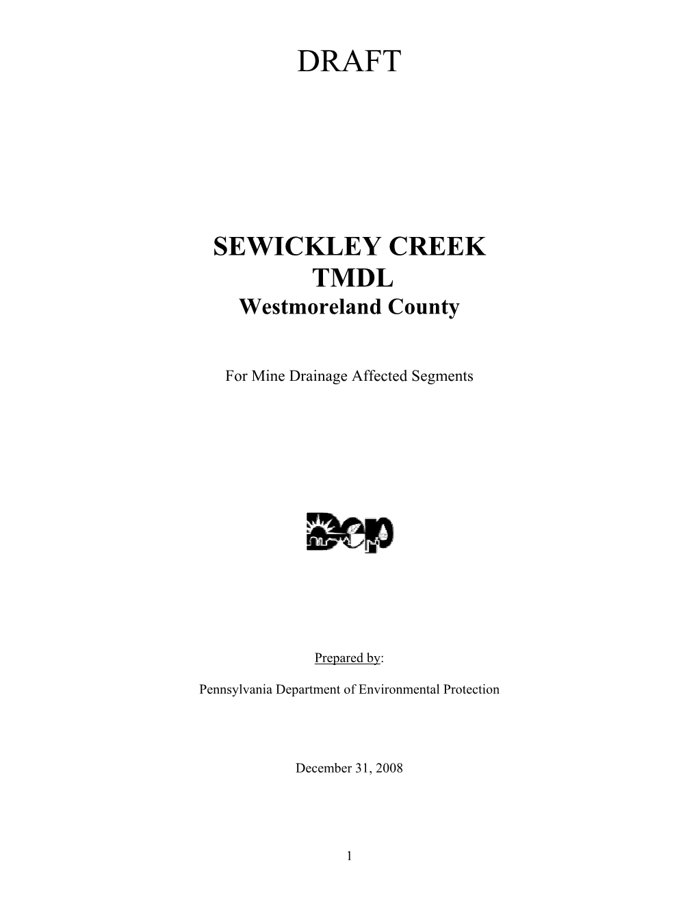 SEWICKLEY CREEK TMDL Westmoreland County