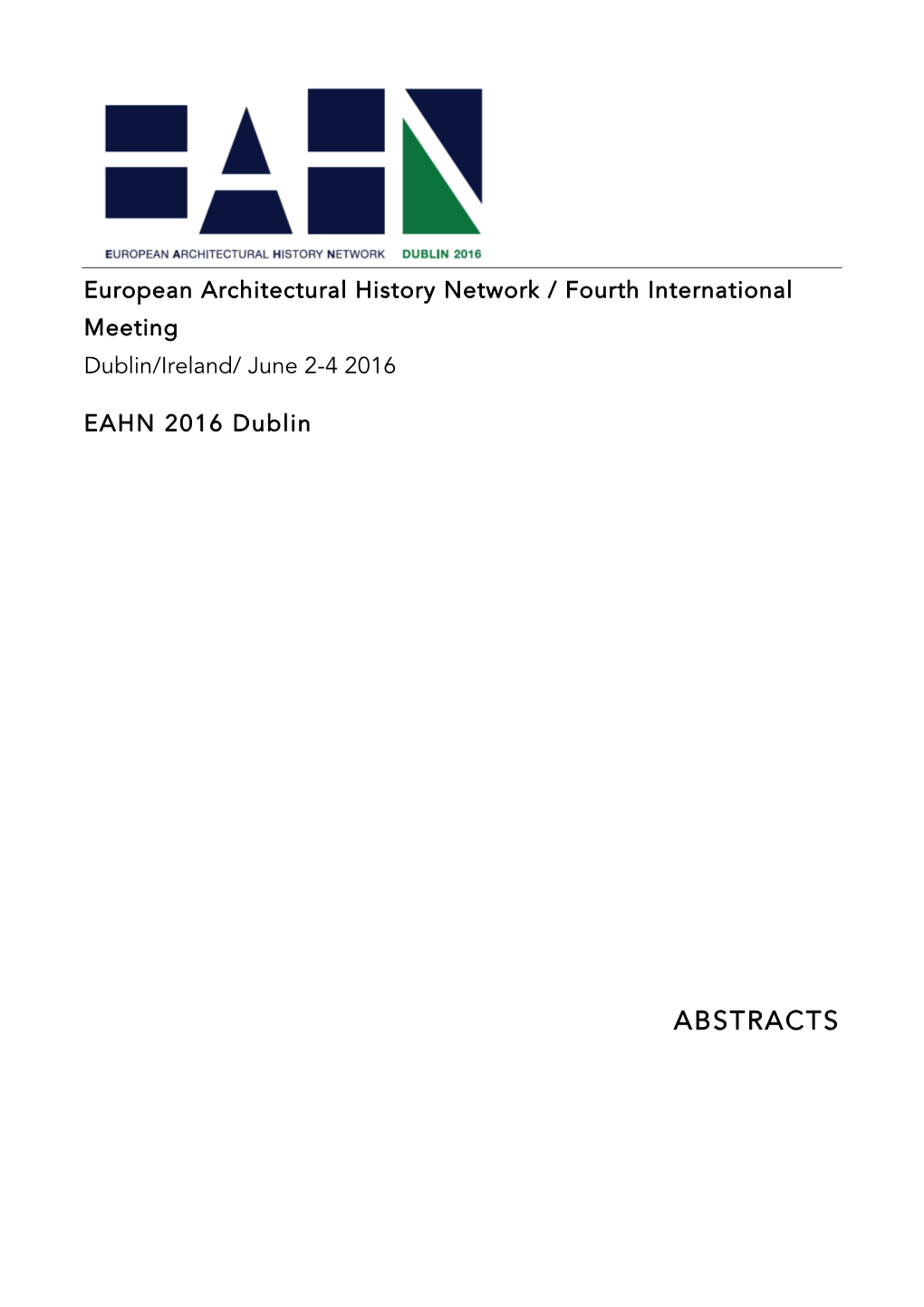 EAHN Dublin 2016 Abstracts