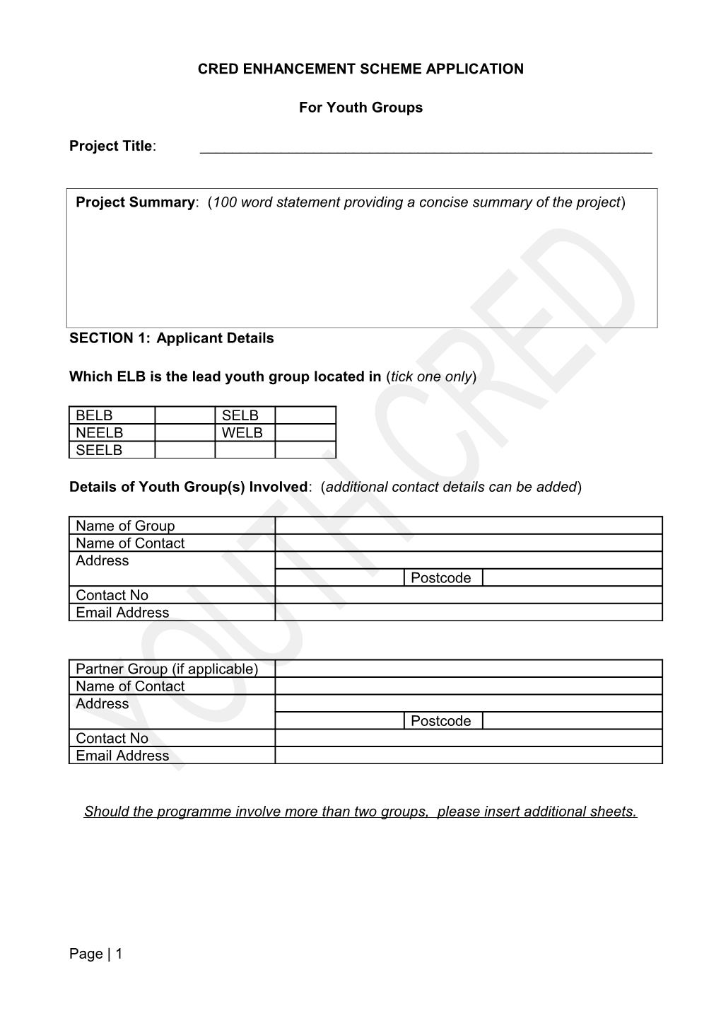 Cred Enhancement Scheme Application