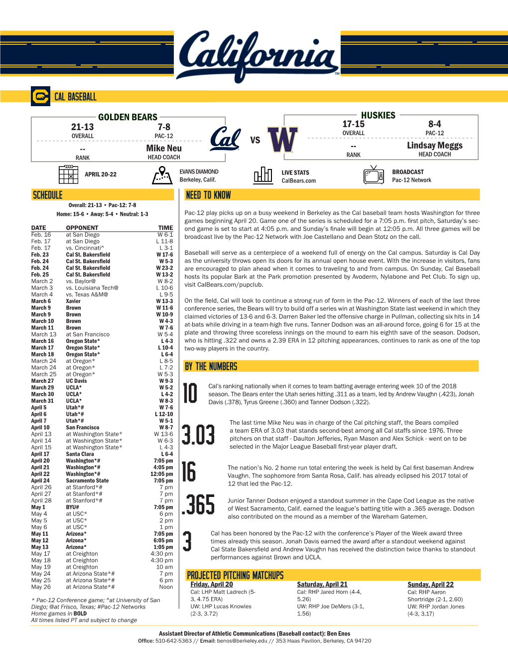 Cal Baseball Schedule Need to Know Vs Golden