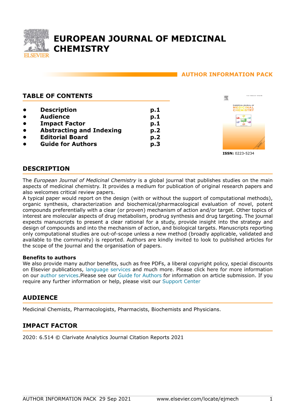 European Journal of Medicinal Chemistry