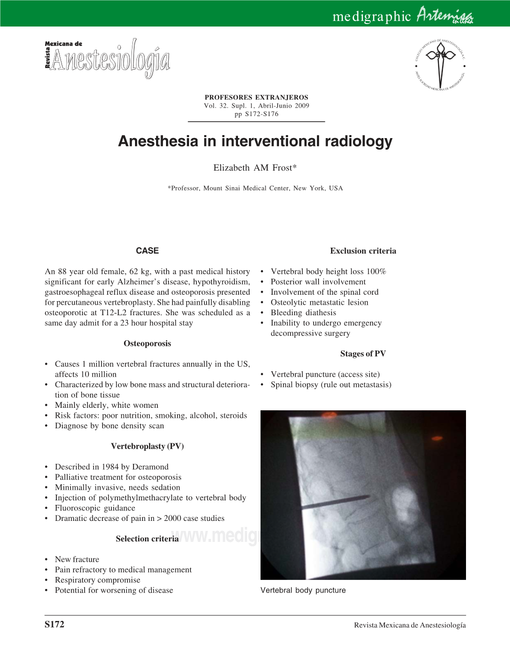 Anesthesia in Interventional Radiology