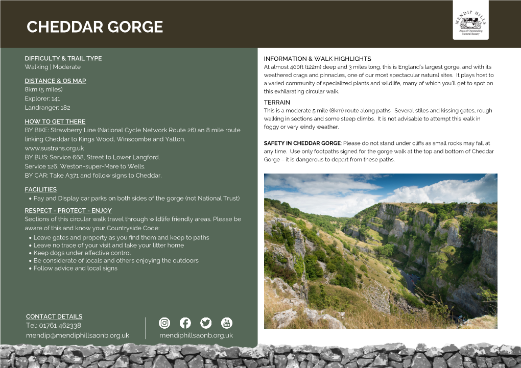 Cheddar Gorge Walk Guide