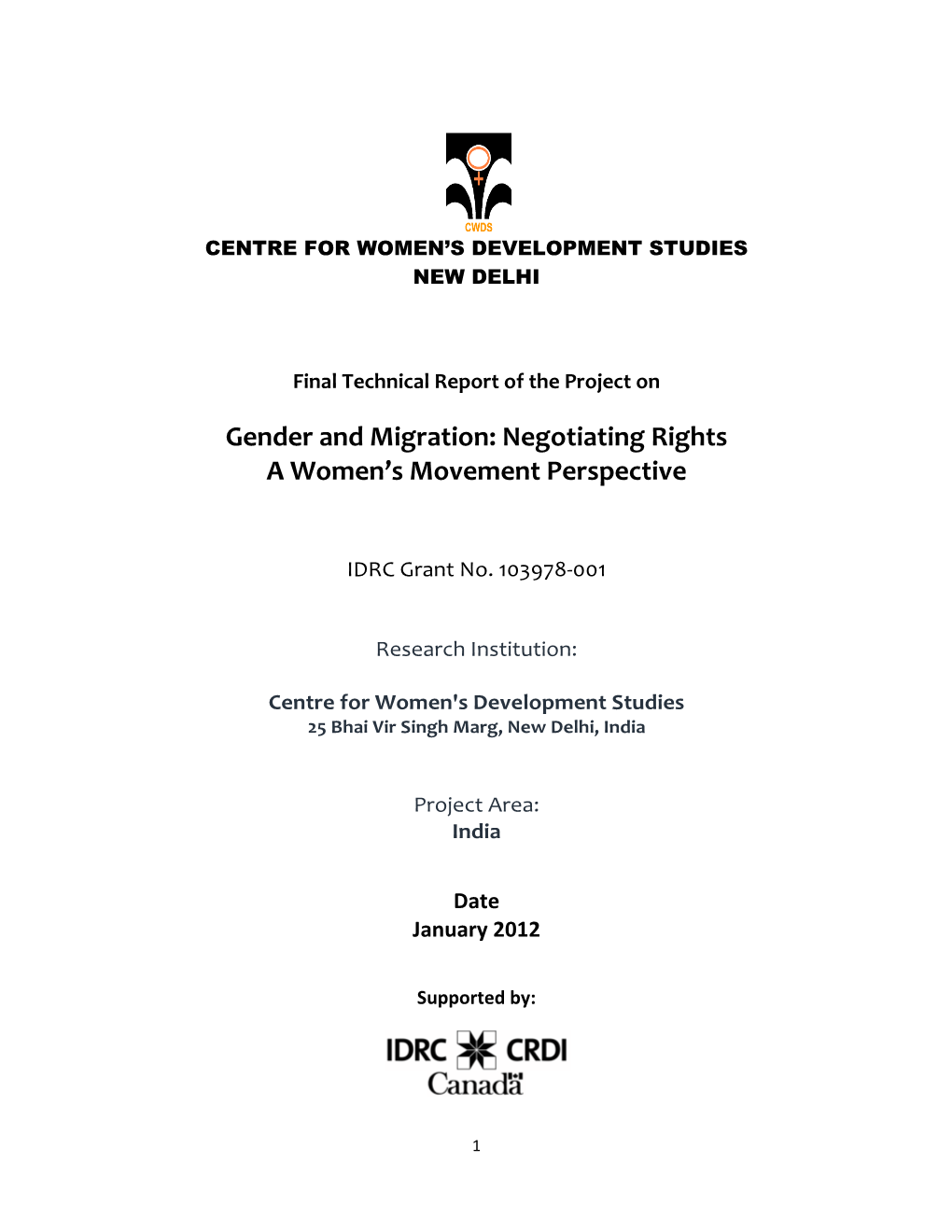 Gender and Migration: Negotiating Rights a Women's Movement