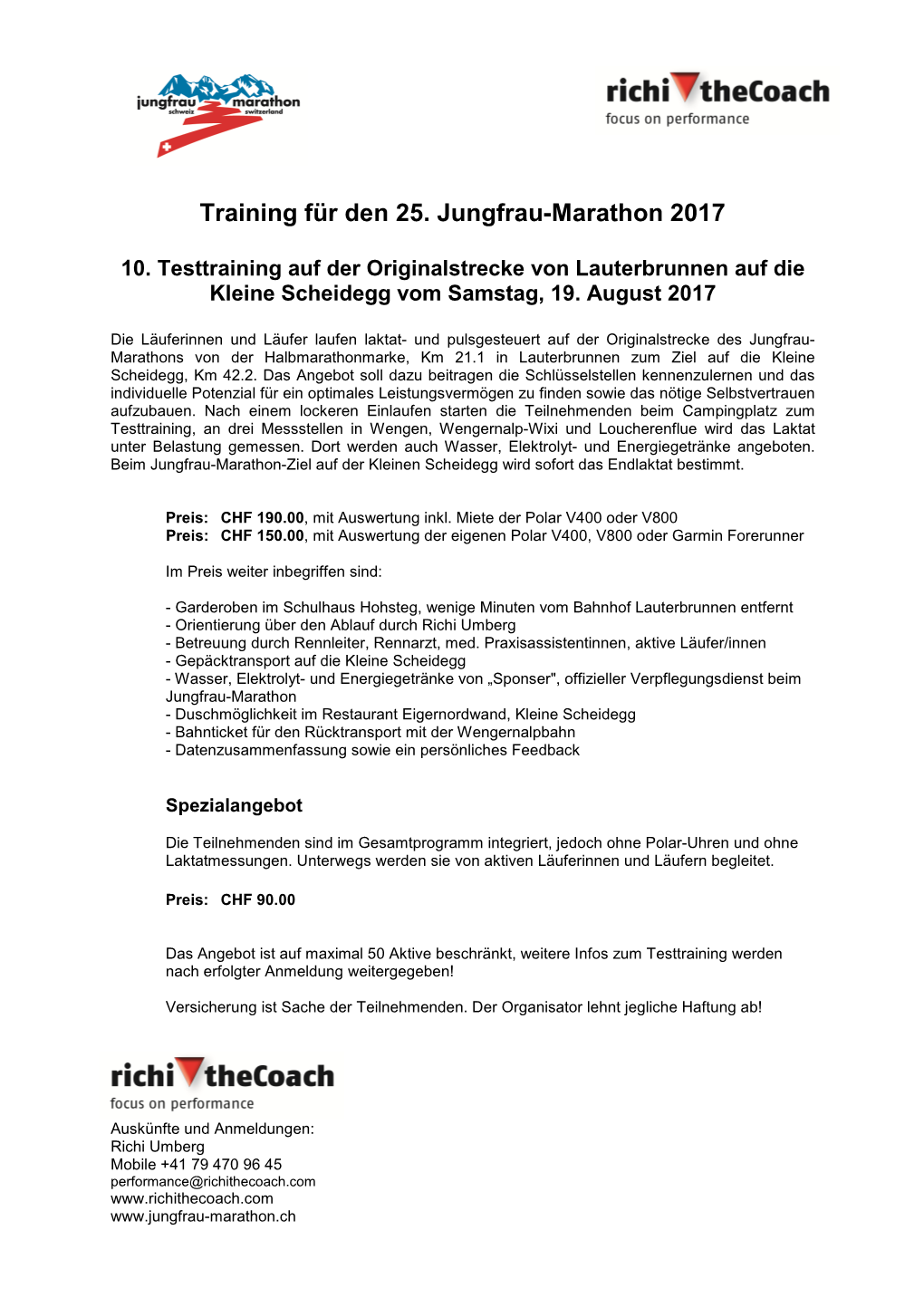 Training Für Den 25. Jungfrau-Marathon 2017