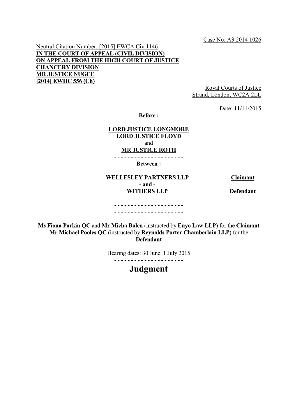 Court of Appeal Judgment Template