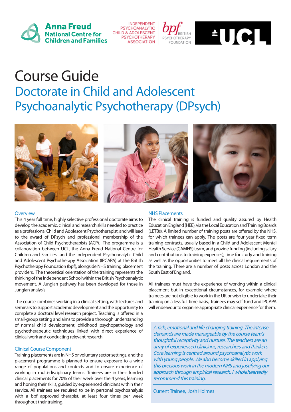 Course Guide Doctorate in Child and Adolescent Psychoanalytic Psychotherapy (Dpsych)