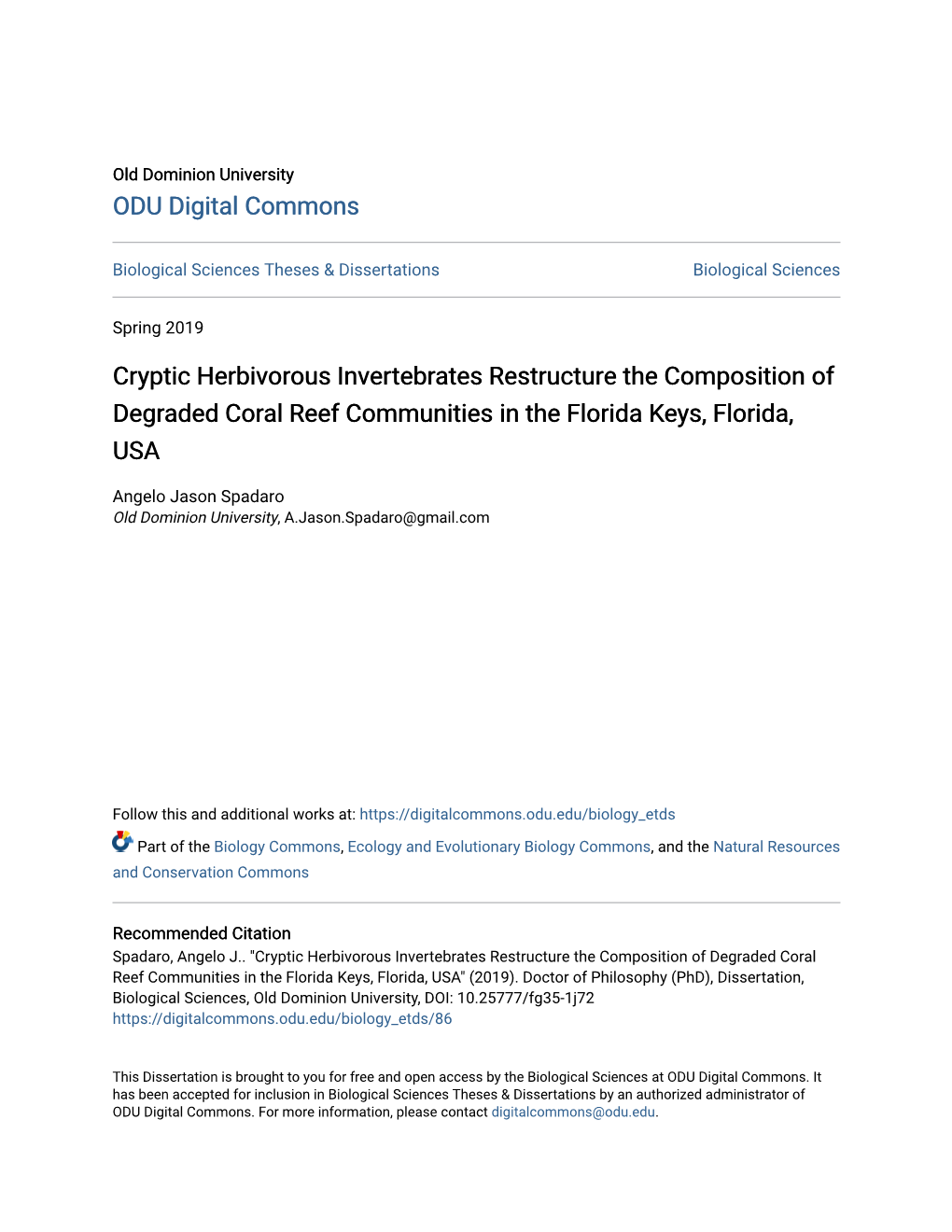 Cryptic Herbivorous Invertebrates Restructure the Composition of Degraded Coral Reef Communities in the Florida Keys, Florida, USA