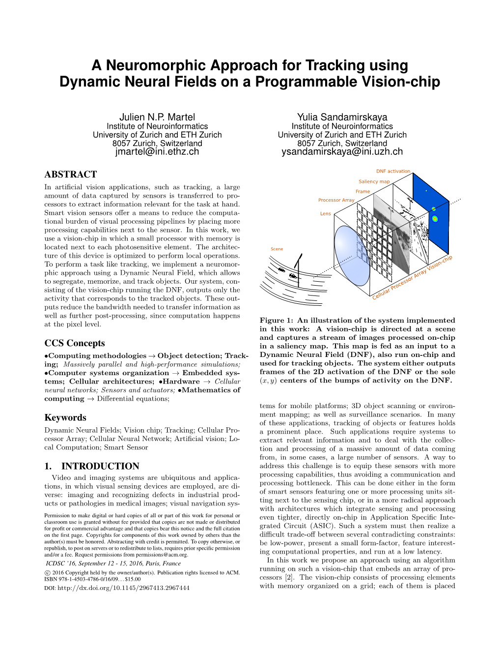 A Neuromorphic Approach for Tracking Using Dynamic Neural Fields on a Programmable Vision-Chip