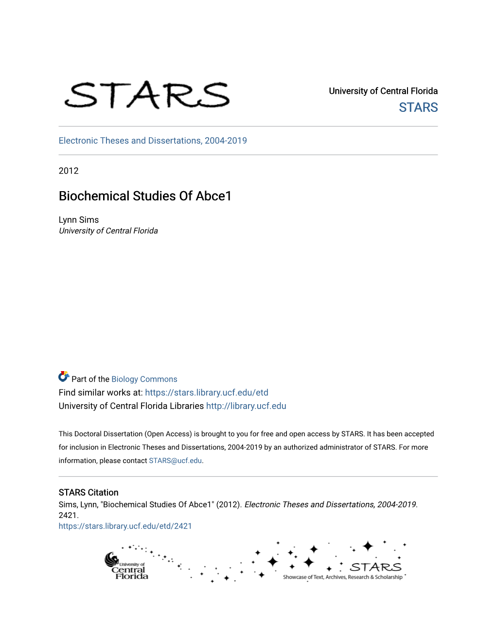 Biochemical Studies of Abce1