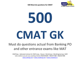 CMAT GK Questions.Pdf