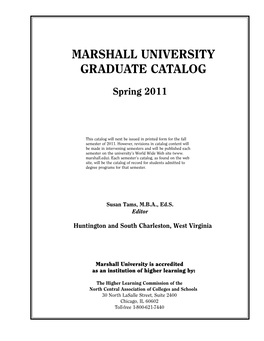 Marshall University Graduate Catalog