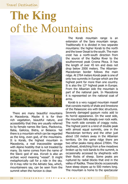 The King of the Mountains the Korab Mountain Range Is an Extension of the Sara Mountain Range