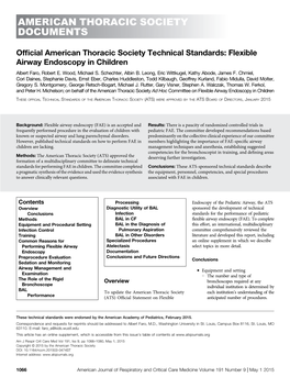 ATS Technical Standards: Flexible Airway Endoscopy in Children