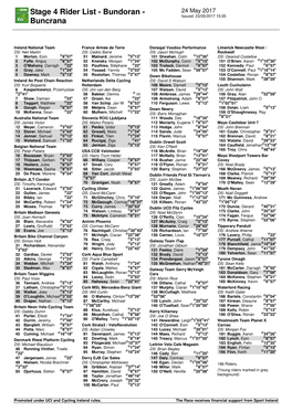 Stage 4 Rider List - Bundoran - 24 May 2017 Issued: 23/05/2017 15:35 Buncrana