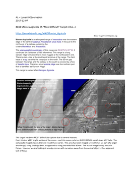 AL – Lunar II Observation 2017-12-07 #042 Montes Agricola (A