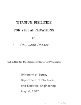 Titanium Disilicide for Vlsi Applications