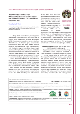 Oxygraphis Delavayi Franchet & Long 2001; Das & Mao 2011; (Ranunculaceae): a New Generic Record Bhaumik & Satyanarayana 2014A,B)