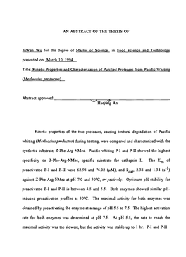 Kinetic Properties and Characterization of Purified Proteases from Pacific Whiting