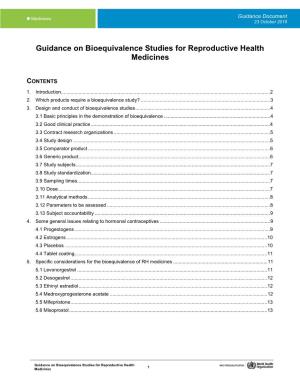 Guidance on Bioequivalence Studies for Reproductive Health Medicines