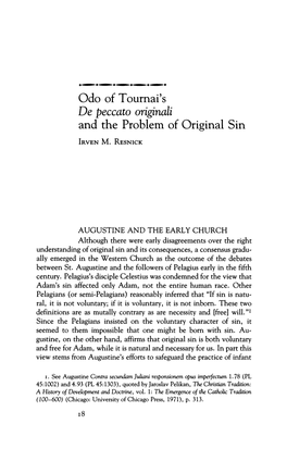 Odo of Tournai's and the Problem of Original