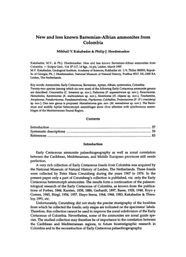 New and Less Known Barremian-Albian Ammonites from Colombia